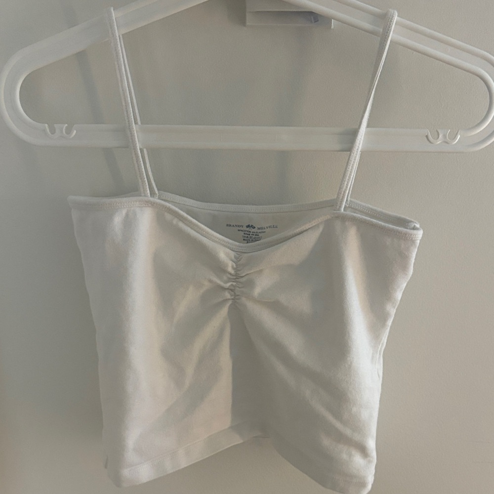 Brandy Melville White Ruched Front Tank Top